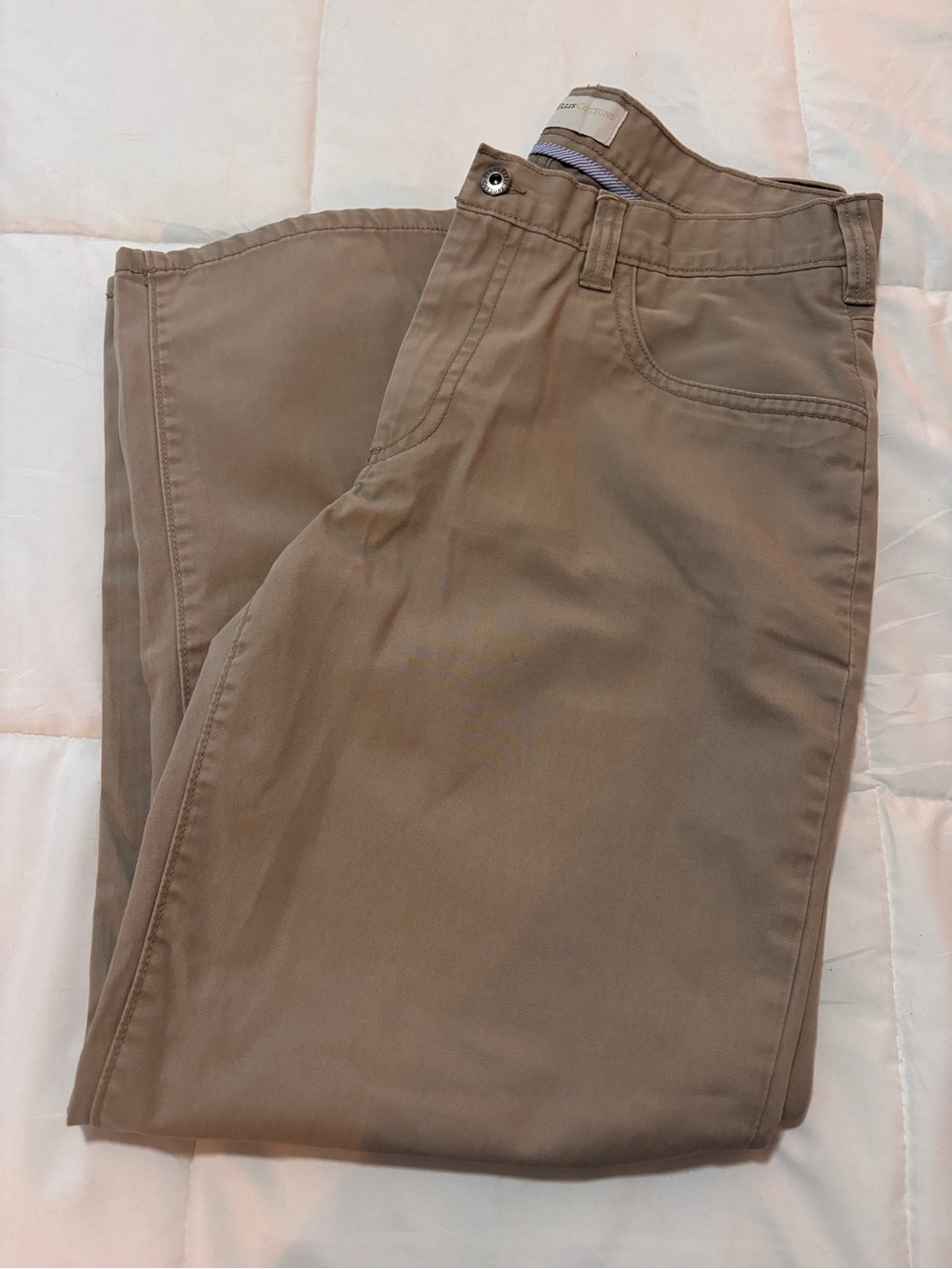 Perry Ellis Cottons Khaki Chino Pants Mens Size 34x30 Flat Front